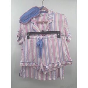 PJ Salvage Button Down Short Sleeve and Shorts Pajama Set Striped Size XS